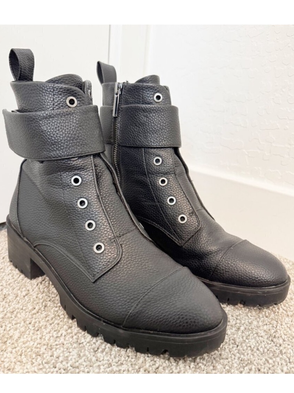 Karl Lagerfeld Paris Payson Lug Combat Moto Boots Biker Gothic Winter Grunge 8